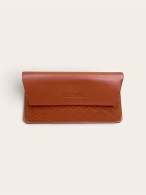 Missoni Cognac Chevron Leather Eyeglass Case
